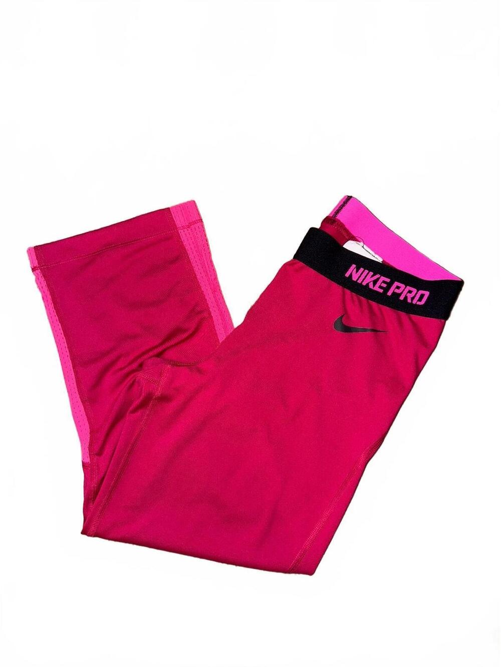 Nike Pro Women's Medium Pink Athletic Leggings with Dri-FIT and Mesh Panels